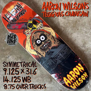 Heroin Skateboards Aaron Wilson Teggxas Chainsaw Egg Skateboard Deck 9.125"