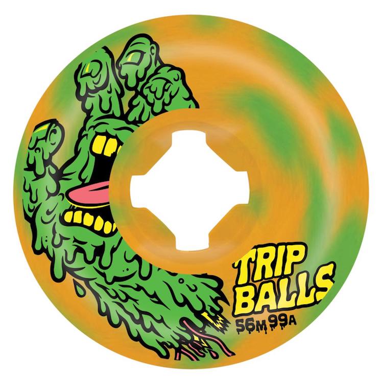 Slime Ball Wheels Face Melter Trip Balls Green Orange Swirl Skateboard Wheels 99a 56mm