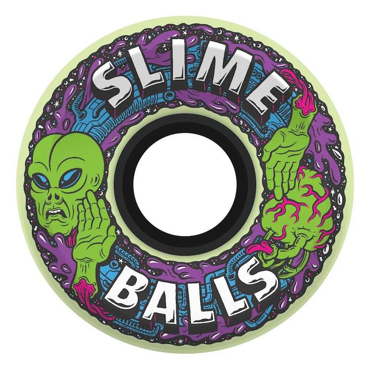 Slime Ball Wheels Alien OG Slime Glow In The Dark Skateboard Wheels 78a 60mm