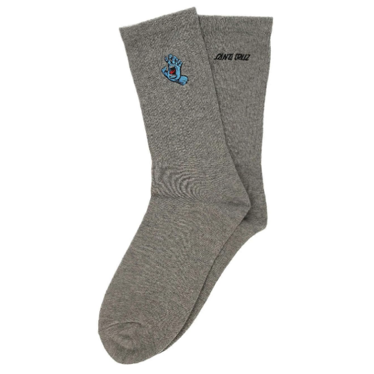 Santa Cruz Screaming Mini Hand Crew Socks Athletic Heather