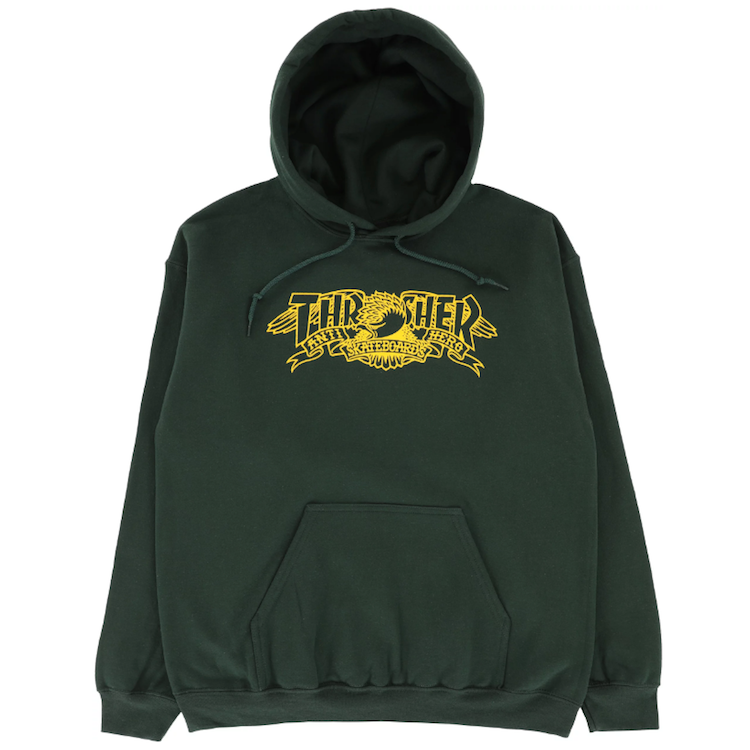 Anti Hero Skateboards x Thrasher Mag Banner Hoodie Forest Green