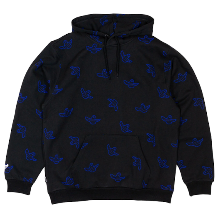 Adidas Skateboarding Shmoo All Over Print  Hoodie Sweatshirt Black/Royal Blue