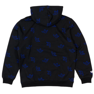 Adidas Skateboarding Shmoo All Over Print  Hoodie Sweatshirt Black/Royal Blue