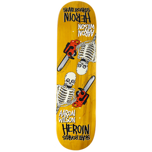 Heroin Skateboards Aaron Wilson Chainsaw Skeletons Skateboard Deck 8.5" (Various Wood Stains)