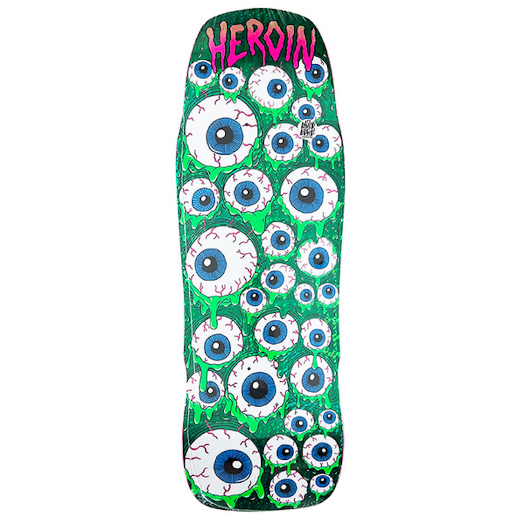 Heroin Skateboards Holo Mutant Eyeballer Green Skateboard Deck 10.25