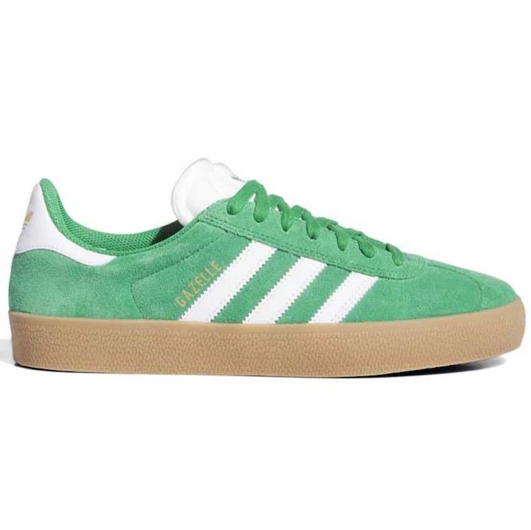 Adidas Skateboarding Gazelle ADV Green/Cloud White/Gold Metallic Shoes