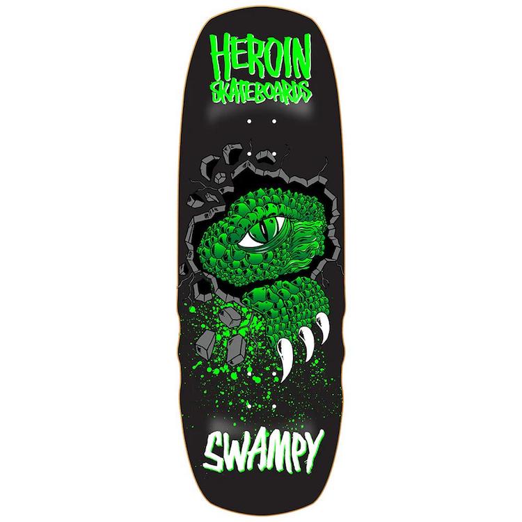 Heroin Skateboards Swampy Alligator Shovel Skateboard Deck 10.5