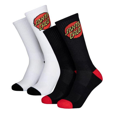 Santa Cruz Classic Dot Crew Socks White & Black (2 Pack)