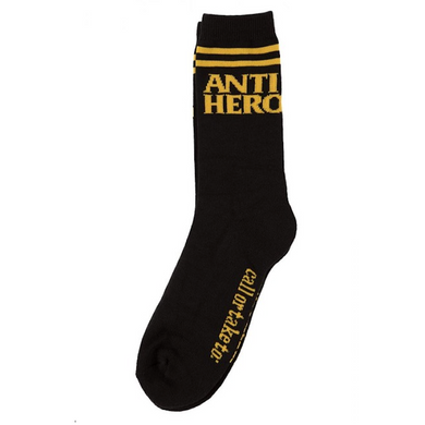 Anti Hero Skateboards Black Hero If Found Socks Black/Yellow