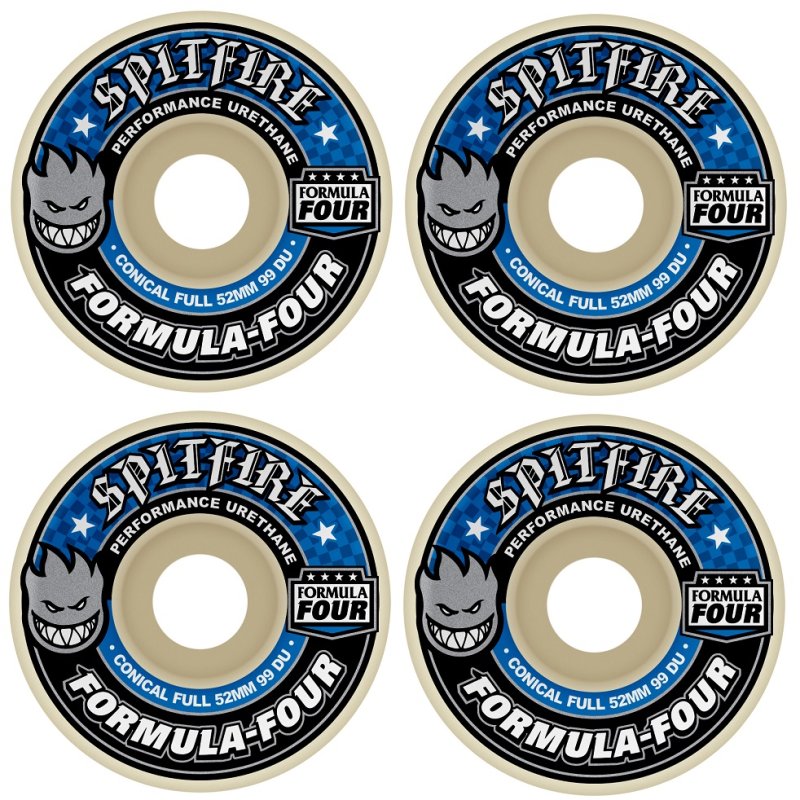 Spitfire Wheels Formula Four Conical Full Skateboard Wheels 99a 56mm