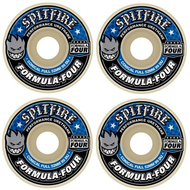 Spitfire Wheels Formula Four Conical Full Blue Skateboard Wheels 99a 53mm