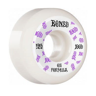 Bones Wheels 100's V5 #3 Sidecut White Skateboard Wheels 100a 55mm