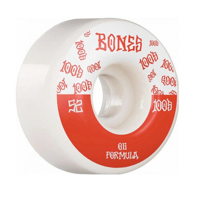 Bones Wheels 100's V4 #13 Wide White Skateboard Wheels 100a 52mm