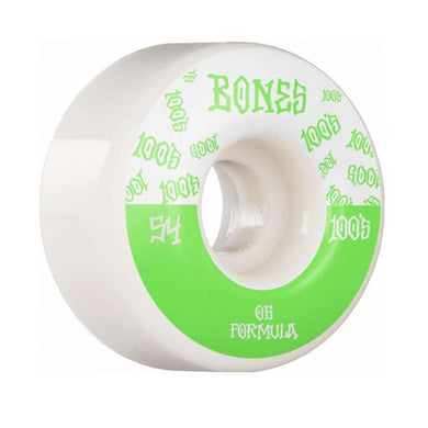 Bones Wheels 100's V4 #13 Wide White Skateboard Wheels 100a 54mm