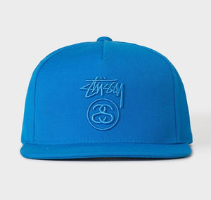 Stussy Stock Lock Logo Snapback Cap Blue