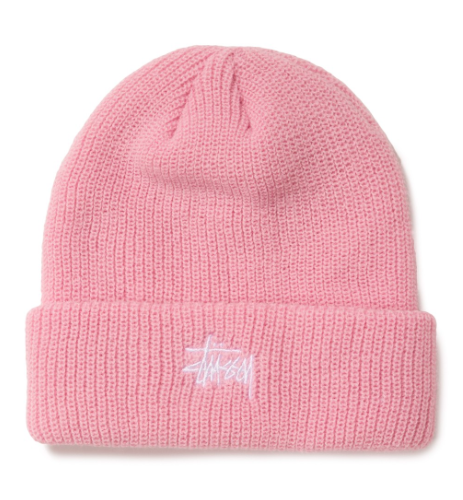 Stussy Basic Logo Embroidered Cuff Beanie Pink