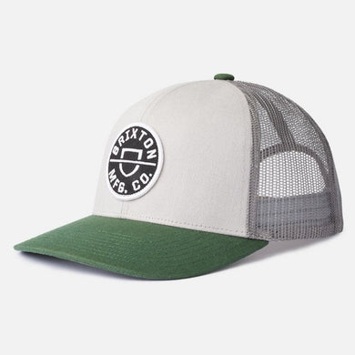 Brixton Crest Crossover MP Meshback Snapback Cap Silver Pine/White